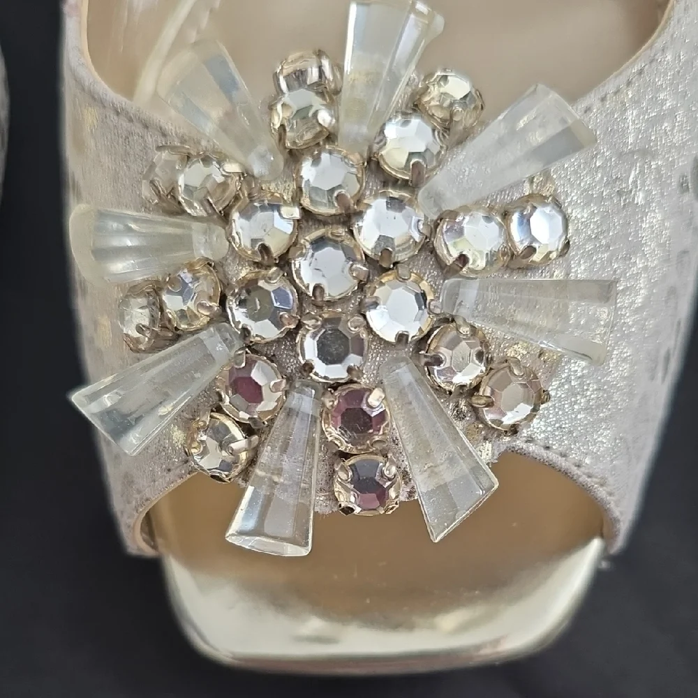 Anne Klein Gold Embellished Slingback Heels